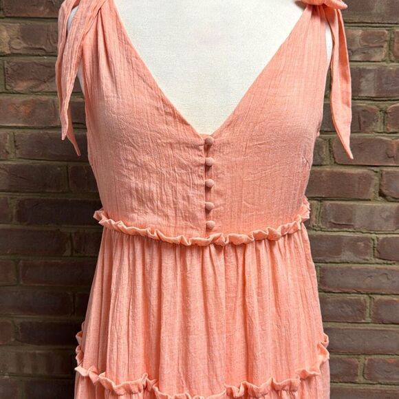 English Factory Women’s Tangerine Sleeveless Tiered Maxi Dress Size Medium NEW - Picture 5 of 9